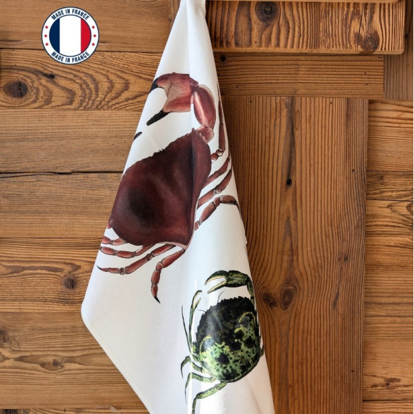 Torchon Les Crabes VAREK 100% coton