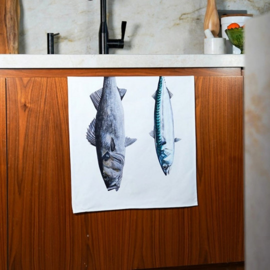 Torchon Le Bar et le Maquereau VAREK 100% coton