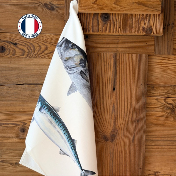 Torchon Le Bar et le Maquereau VAREK 100% coton