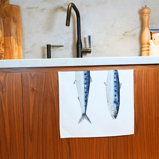 Torchon Les Sardines VAREK 100% coton