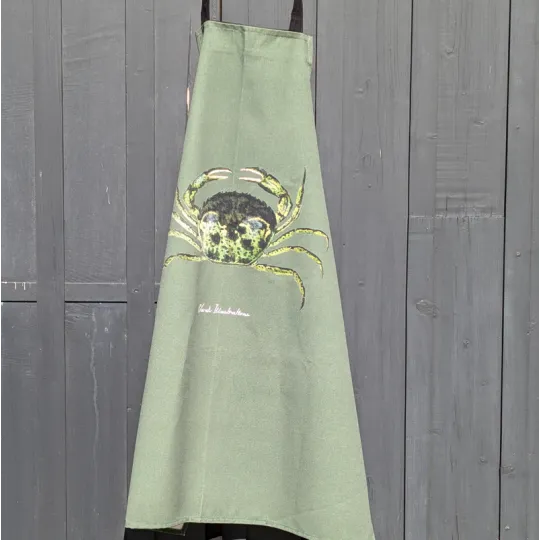 Tablier Le Crabe Vert VAREK 100% coton vert fougère
