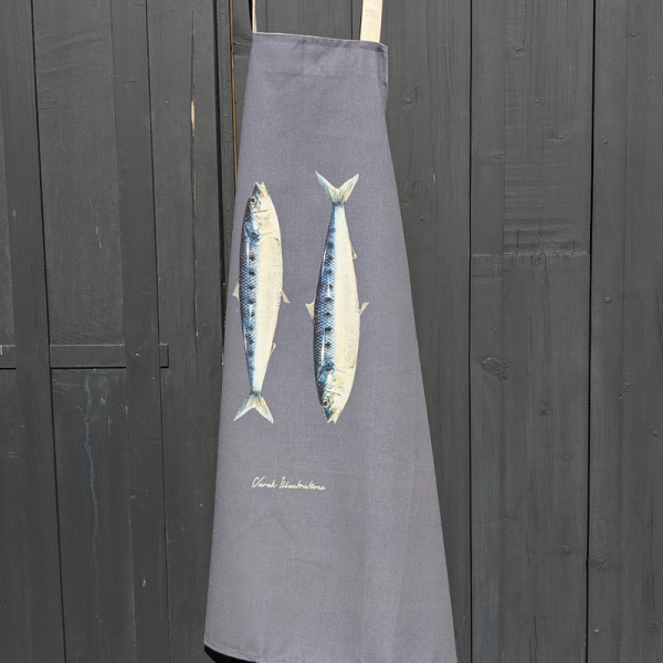 Tablier Les Sardines VAREK 100% coton gris pragues