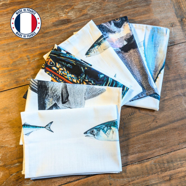 Lot de 6 serviettes de table La Marée Bleue VAREK 100% coton