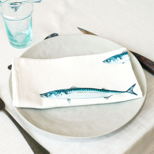 Lot de 6 serviettes de table La Marée Bleue VAREK 100% coton