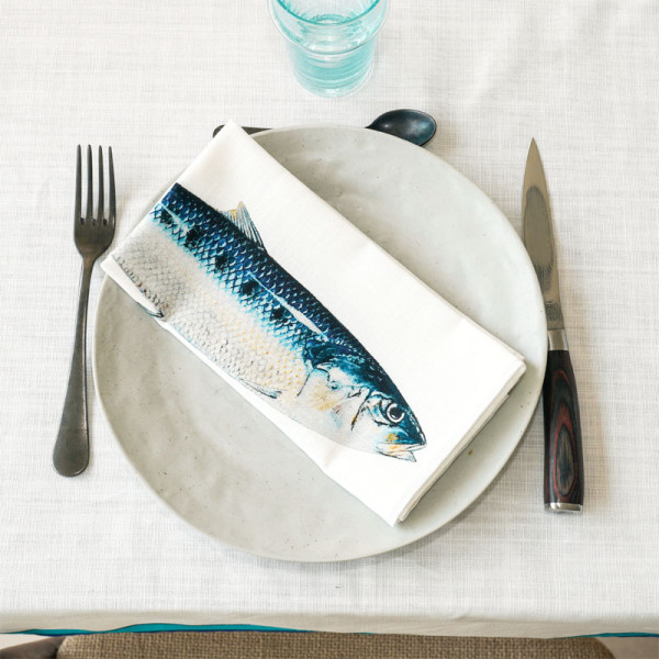 Lot de 6 serviettes de table La Marée Bleue VAREK 100% coton