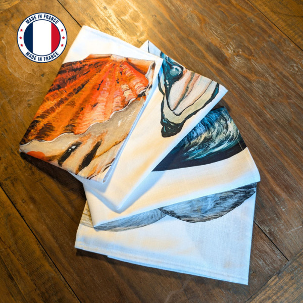 Lot de 4 serviettes de table La Marée Nacrée VAREK 100% coton