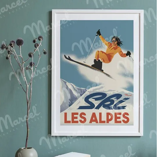 Affiche MARCEL TRAVEL POSTERS Classic Winter La Skieuse format 30x40cm