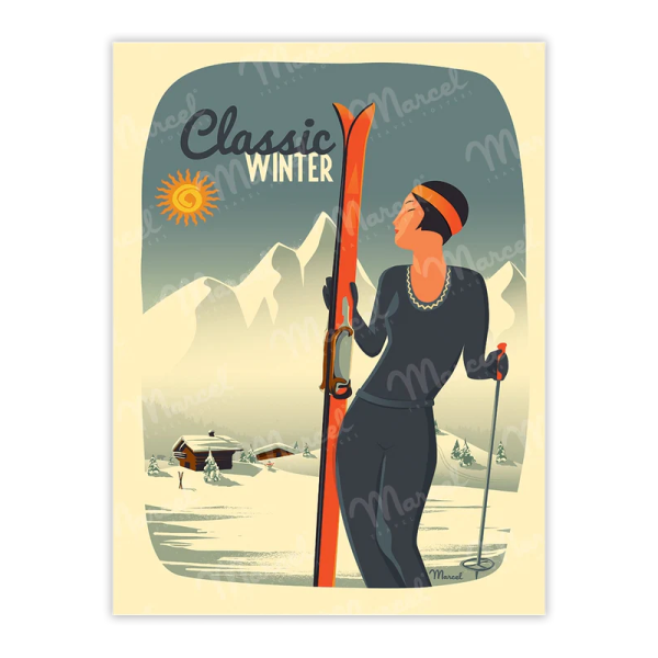 Affiche MARCEL TRAVEL POSTERS Lady Ski format 30x40cm