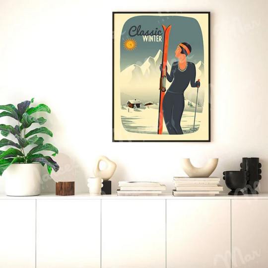Affiche MARCEL TRAVEL POSTERS Lady Ski format 30x40cm