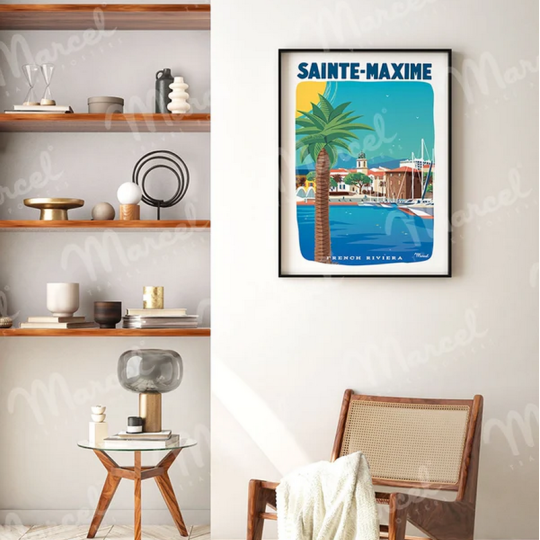 Affiche MARCEL TRAVEL POSTERS Sainte-Maxime French Riviera format 30x40cm