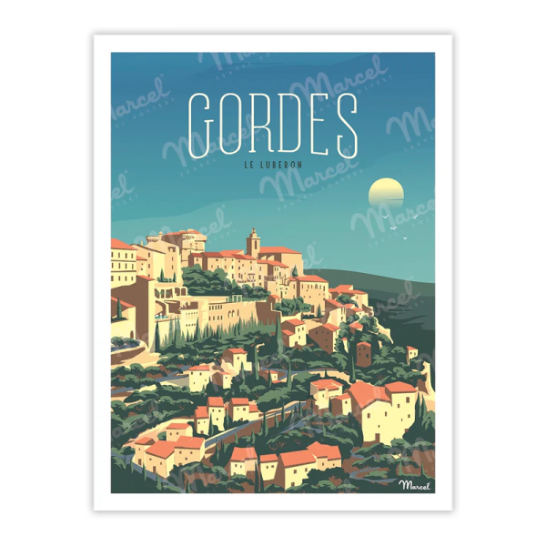 Affiche MARCEL TRAVEL POSTERS Gordes Le Luberon format 30x40cm