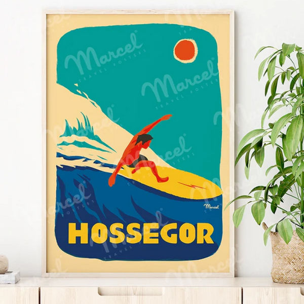 Affiche MARCEL TRAVEL POSTERS Hossegor Surfeur format 30x40cm