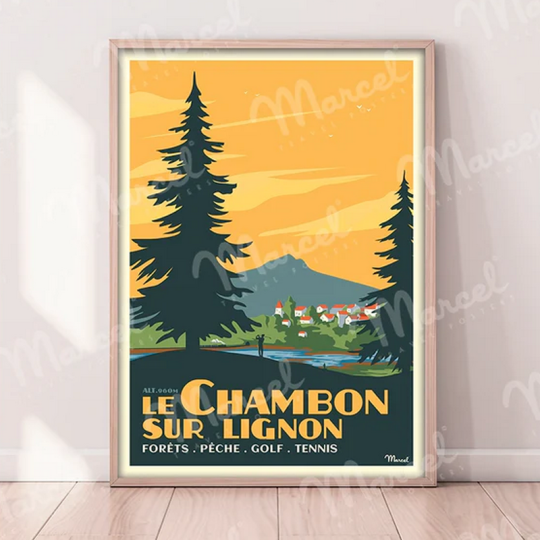 Affiche MARCEL TRAVEL POSTERS Le Chambon sur Lignon format 30x40cm