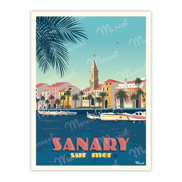 Affiche MARCEL TRAVEL POSTERS Sanary-sur-Mer format 30x40cm
