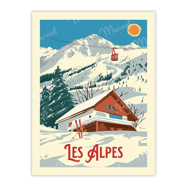 Affiche MARCEL TRAVEL POSTERS Les Alpes Le Chalet format 30x40cm