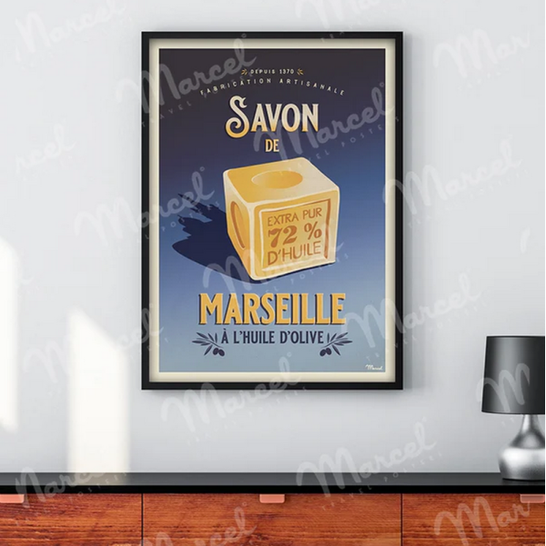 Affiche MARCEL TRAVEL POSTERS Savon de Marseille format 30x40cm