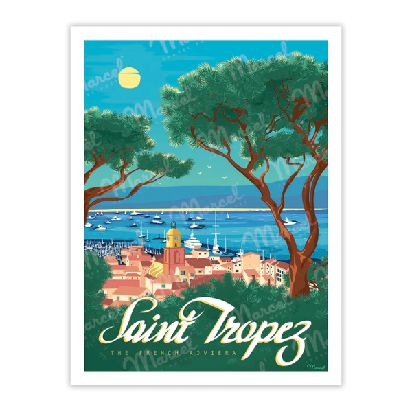 Affiche MARCEL TRAVEL POSTERS Saint-Tropez The French Riviera format 30x40cm