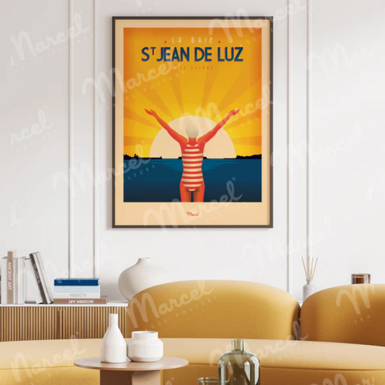 Affiche MARCEL TRAVEL POSTERS Saint-Jean-de-Luz La Baigneuse format 30x40cm