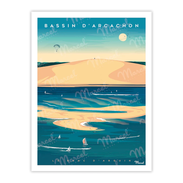 Affiche MARCEL TRAVEL POSTERS Banc d'Arguin format 30x40cm