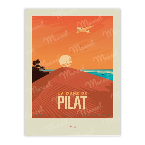 Affiche MARCEL TRAVEL POSTERS Bassin d'Arcachon Dune du Pilat format 30x40cm