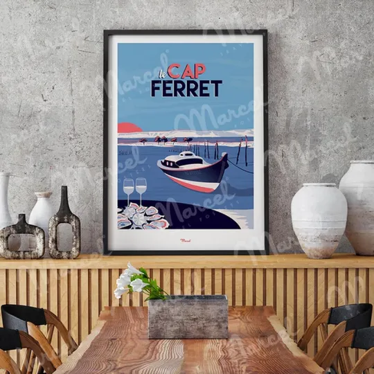 Affiche MARCEL TRAVEL POSTERS Cap Ferret Le Mimbeau format 30x40cm