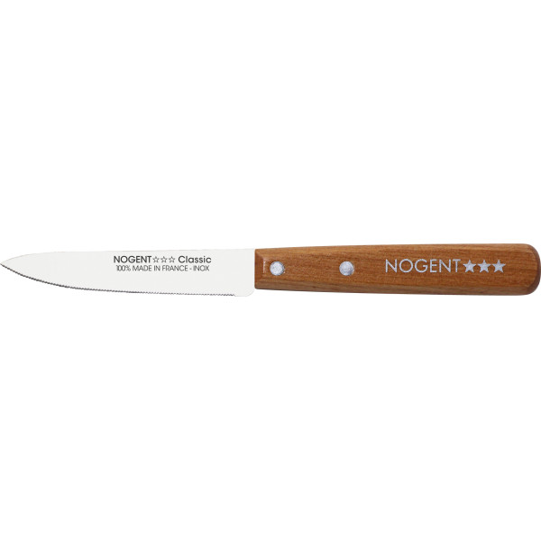 Couteau d'office 9cm crantée 1mm - Manche cerisier des bois - Nogent 3 Étoiles