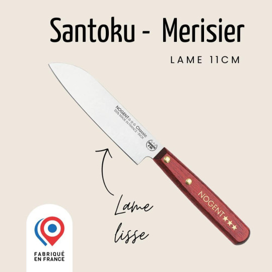 Couteau Santoku NOGENT 3 ETOILES Classic lame lisse de 11cm - 3 coloris