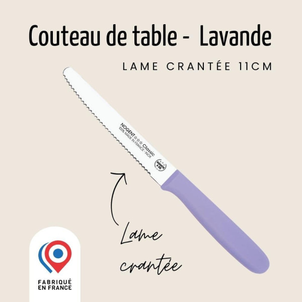 Couteau de table NOGENT 3 ETOILES double crantage 11cm Polypro - 3 coloris
