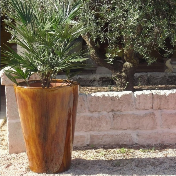 Vase TERRE FIGUIERE Cosmos n°2 émaillé flamme poterie H.85cm