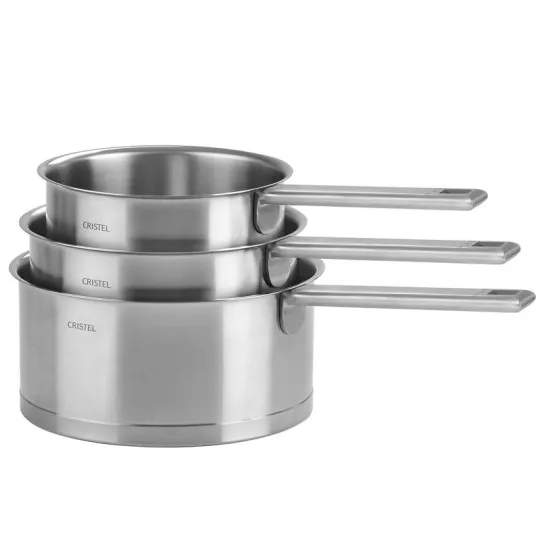 Batterie de 3 casseroles Cristel Strate en inox - 16 18 et 20cm