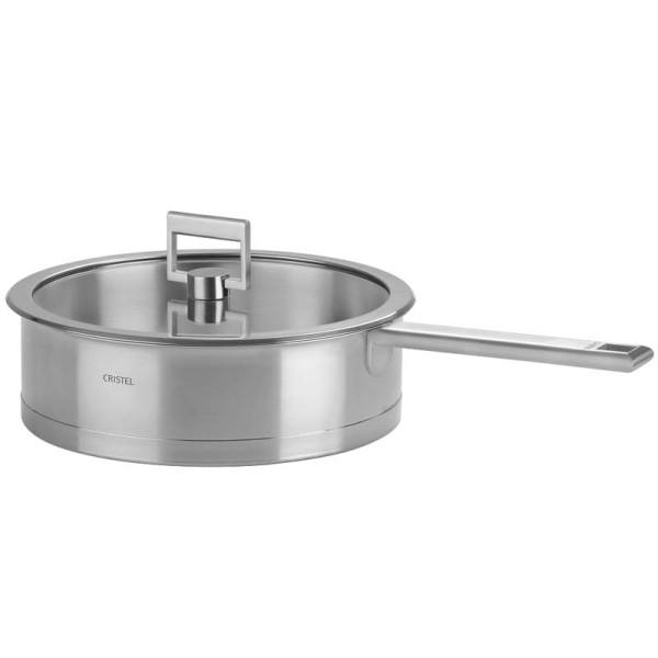Sauteuse en inox Cristel Strate fixe avec couvercle - 2 tailles